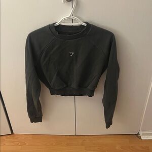 Gymshark Navy Green Cropped Raglan Sweatshirt - Women's